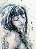 Laure en bleu - Portraits à l'aquarelle...