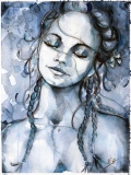 Maïa dans le vent - Portraits à l'aquarelle...