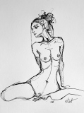 Plume 2 - Nus /plume et encre de Chine.